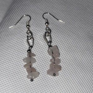 Elegant Silver and Pink Stone Earrings